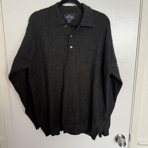 Allen Solly 100% Cashmere Sweater Mens Large Collared Dark Gray Pullover